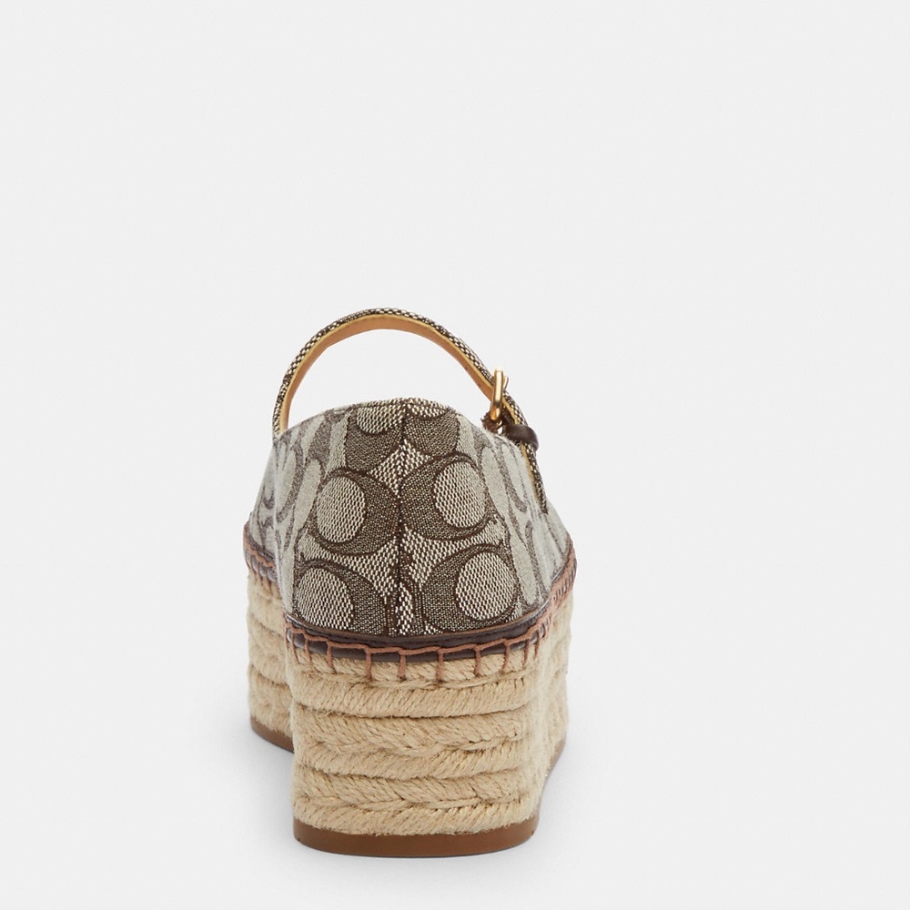 New Coach Maple Brown Carmela Espadrille In Signature Jacquard - Picture 4 of 4